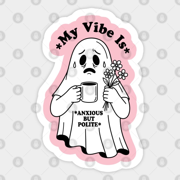 Anxious Ghost: Quirky Halloween Humor Sticker by enrynz